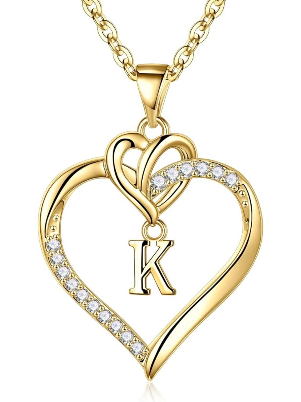 Heart Initial Necklace for Women & Girls - A-Z Personalized Jewelry Gift